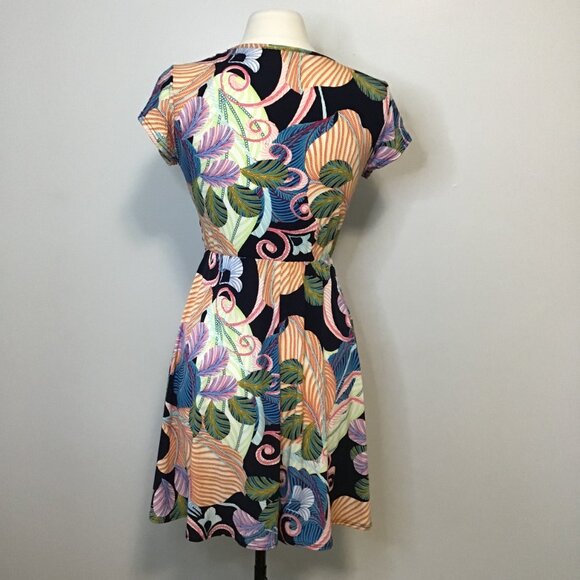 Chetta B Tropical Patterned V-Neck Dress Size XS - Picture 4 of 9
